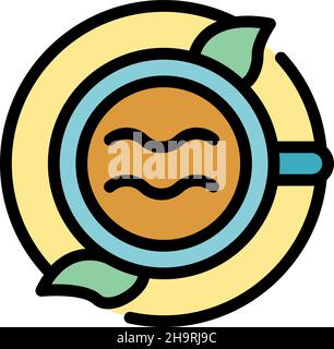 Top view tea cup icon. Outline top view tea cup vector icon color flat isolated Stock Vector