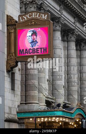 Lyceum Theatre with 'Macbeth' Marquee, 149 West 45th Street, NYC, USA Stock Photo