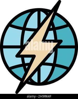 Fast planet warming icon. Outline fast planet warming vector icon color flat isolated Stock Vector