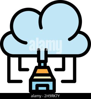 Data cloud icon. Outline data cloud vector icon color flat isolated Stock Vector