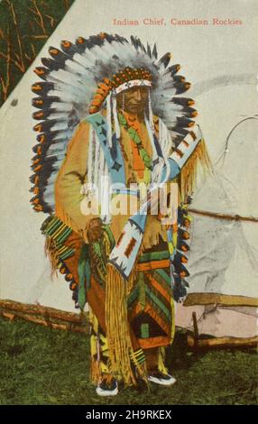 Indian chief, Canadian Rockies published 1910 Stock Photo