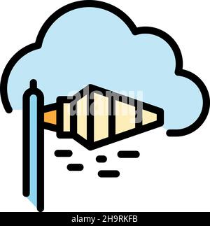 Airport wind bag icon. Outline airport wind bag vector icon color flat isolated Stock Vector