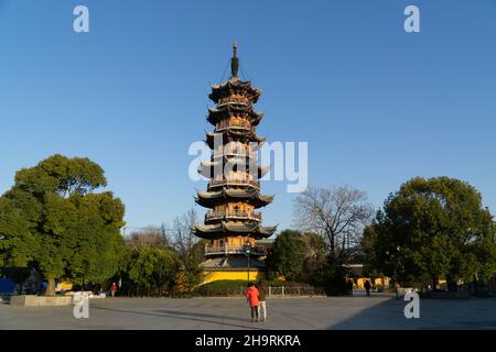 Pagoda tower at Longhua Temple, Shanghai, China Stock Photo