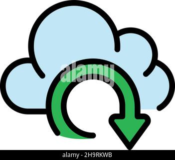 Recovery data cloud icon. Outline recovery data cloud vector icon color flat isolated Stock Vector