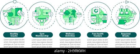 Employee wellbeing perks infographic template Stock Vector
