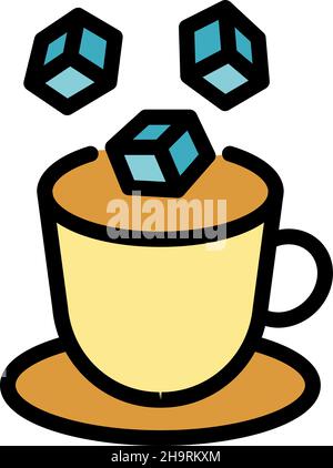 Tea sugar cubes icon. Outline tea sugar cubes vector icon color flat isolated Stock Vector