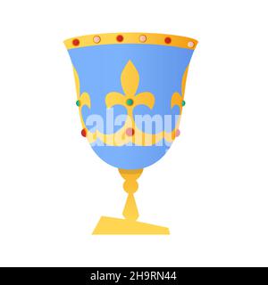 Royal cup - modern flat design style single isolated object. Neat detailed image of expensive tableware decorated with gold. A cup that the monarch co Stock Vector
