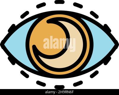 Moon eye icon. Outline moon eye vector icon color flat isolated Stock Vector