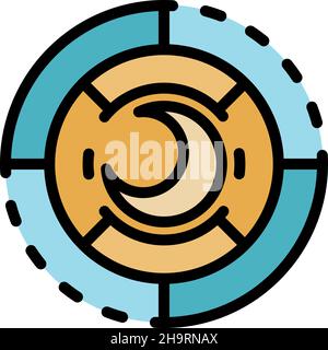 Moon in circle icon. Outline moon in circle vector icon color flat isolated Stock Vector