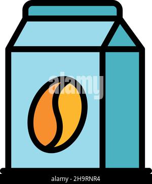 Kitchen coffee pack icon. Outline kitchen coffee pack vector icon color flat isolated Stock Vector