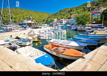 Tourist village of Valun on Cres island waterfront view, Adriatic archipelago of Croatia Stock Photo