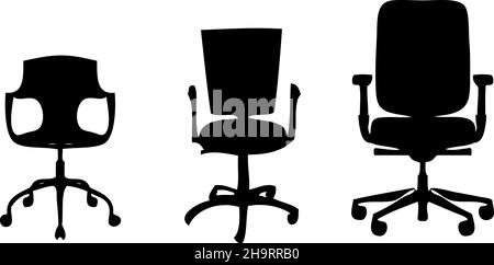 Office chairs collection set silhouette vector illustration isolated Stock Vector