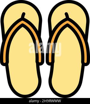 Slippers icon. Outline slippers vector icon color flat isolated Stock Vector
