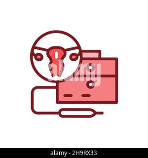 Laser treatment cervical pathology line color icon. Outline pictogram for web page, mobile app, promo. Stock Vector