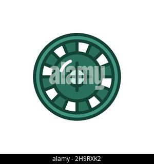 Roulette wheel line icon. Isolated vector element. Stock Vector