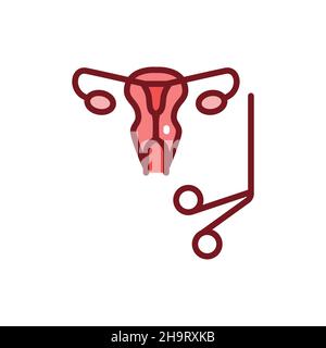 Cervical biopsy color line icon. Outline pictogram for web page. Stock Vector