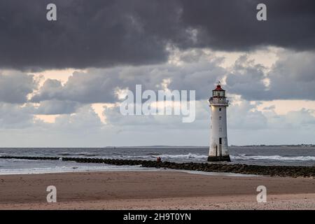 New Brighton lighthouse, Wirral, Merseyside, England Stock Photo