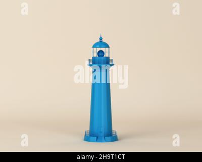 Lighthouse. Minimal scene. 3d illustration Stock Photo