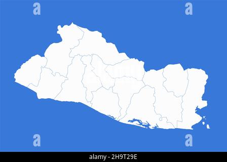 El Salvador map, administrative divisions, blue background, blank Stock Photo