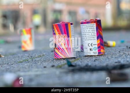 Low Angle View Fireworks At Amsterdam The Netherlands 1-1-2021 Stock Photo