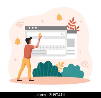 Man adding information Stock Vector