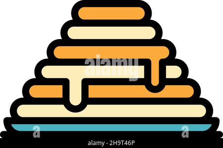 Dessert cake icon. Outline dessert cake vector icon color flat isolated Stock Vector