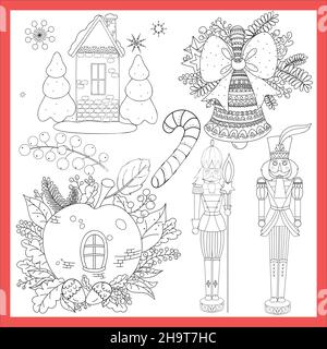 Set of hand drawn doodle style Christmas related objects isolated on white background. Vector illustration. Stock Vector