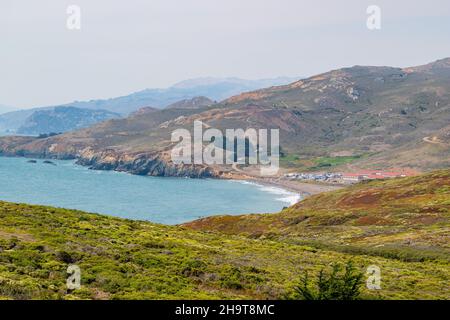 San Fran Rodeo Beach Sunny bird eye view of the Rodeo Beach at San Francisco Stock Photo - Alamy