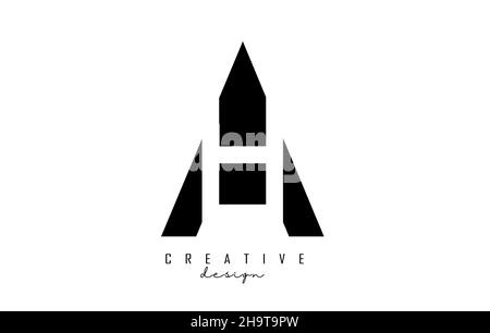 Letters AH Logo with black and white negative space design. Letters A and H with geometric and typography. Creative Vector Illustration with letters. Stock Vector