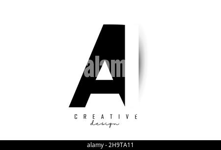 Letters AI Logo with black and white negative space design. Letters A and i with geometric and typography. Creative Vector Illustration with letters. Stock Vector