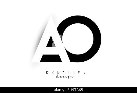 Letters AO Logo with black and white negative space design. Letters A and o with geometric typography. Creative Vector Illustration with letters. Stock Vector
