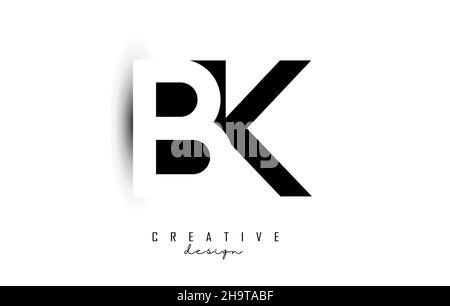 Letters BK Logo with black and white negative space design. Letters B and K with geometric typography. Creative Vector Illustration with letters. Stock Vector