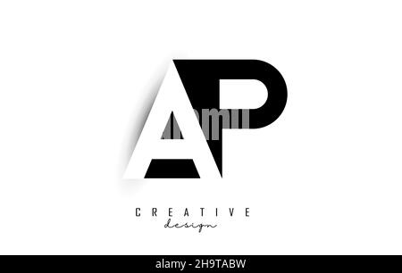 Letters AP Logo with black and white negative space design. Letters A and P with geometric typography. Creative Vector Illustration with letters. Stock Vector