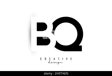Letters BQ Logo with black and white negative space design. Letters B and Q with geometric typography. Creative Vector Illustration with letters. Stock Vector