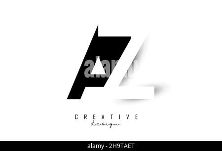 Letters AZ Logo with black and white negative space design. Letters A and Z with geometric typography. Creative Vector Illustration with letters. Stock Vector