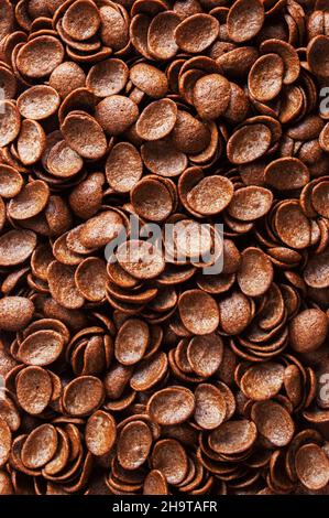 Chocolate dry breakfast, vertical background Stock Photo