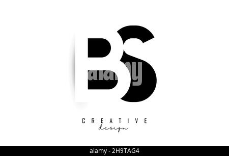 Letters BS Logo with black and white negative space design. Letters B and S with geometric typography. Creative Vector Illustration with letters. Stock Vector