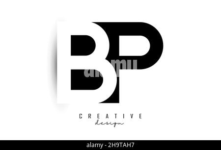 Letters BP Logo with black and white negative space design. Letters B and P with geometric typography. Creative Vector Illustration with letters. Stock Vector