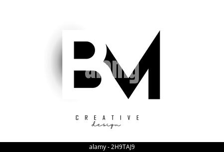 Letters BM Logo with black and white negative space design. Letters B and m with geometric typography. Creative Vector Illustration with letters. Stock Vector