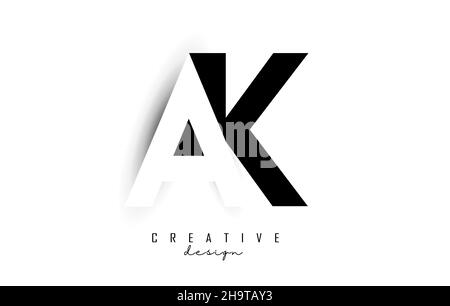 Letters AK Logo with black and white negative space design. Letters A and k with geometric and typography. Creative Vector Illustration with letters. Stock Vector