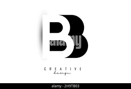 Letters BB Logo with black and white negative space design. Letters B and b with geometric typography. Creative Vector Illustration with letters. Stock Vector