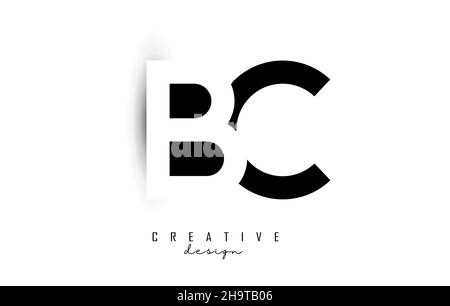 Letters BC Logo with black and white negative space design. Letters B and C with geometric typography. Creative Vector Illustration with letters. Stock Vector