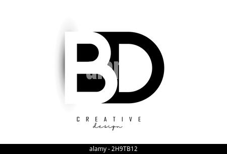 Letters BD Logo with black and white negative space design. Letters B and d with geometric typography. Creative Vector Illustration with letters. Stock Vector