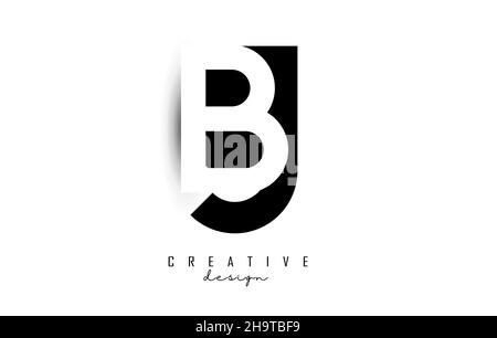 Letters BJ Logo with black and white negative space design. Letters B and J with geometric typography. Creative Vector Illustration with letters. Stock Vector