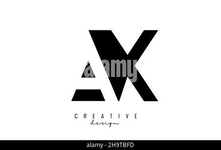Letters AX Logo with black and white negative space design. Letters A and X with geometric typography. Creative Vector Illustration with letters. Stock Vector