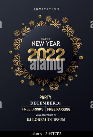 2022 Happy New Year Background for your Flyers and Greetings Card or new year themed party invitations Stock Vector