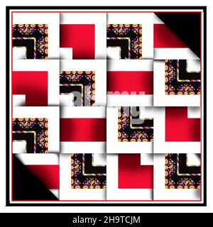 MODERN  SCARF PATTERN ,COLORFUL PATTERN , DESİGN FOR FASHİON PRİNT AND BACKGROUNDS,ABSTRACT SCARFT,ART FABRİCS DESİGN Stock Photo