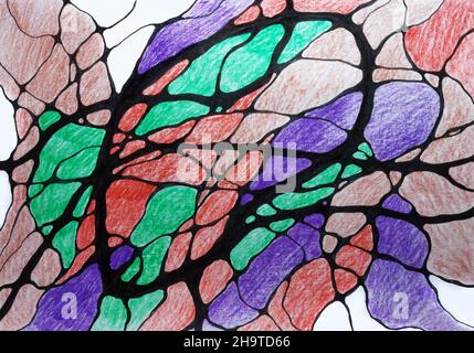 Neurographics creative art. Colorful ink shapes sketch pen marker ...