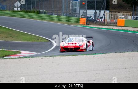 Vallelunga, italy september 18th 2021 Aci racing weekend. Fast Ferrari GT race car action on asphalt racetrack Stock Photo