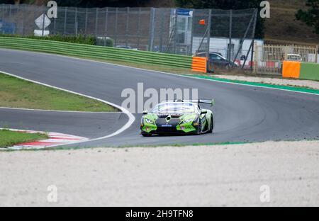 Vallelunga, italy september 18th 2021 Aci racing weekend. Fast Lamborghini Huracan GT race car action on asphalt racetrack Stock Photo
